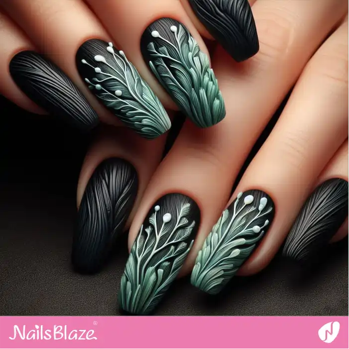 Dark Nails with Coral Reefs Design | Save the Ocean Nails - NB2830